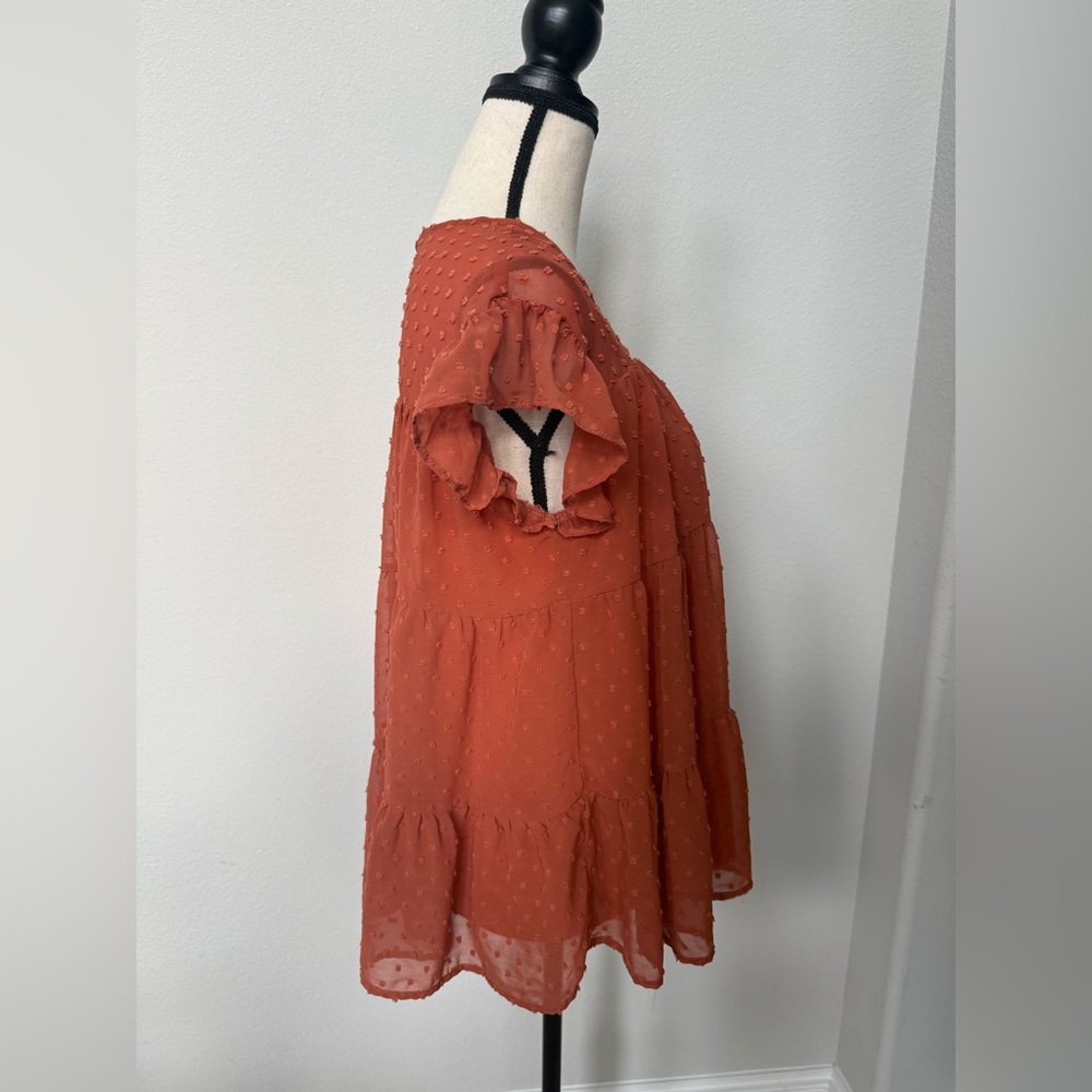 Entro Orange Ruffle Blouse - Picture 6 of 8